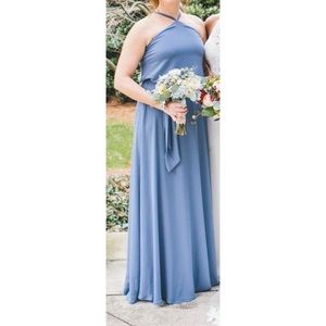 Nouvelle Amsale bridesmaid dress in blue steel